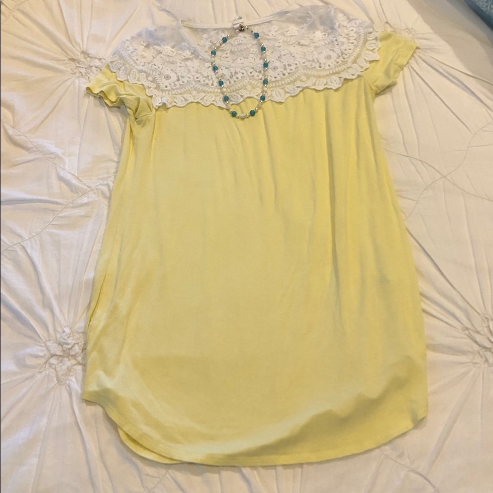 Pink Blush Yellow Lace Maternity Top